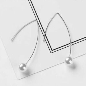 FAUX Pearl Drop Minimalistic Silver Tone Earrings